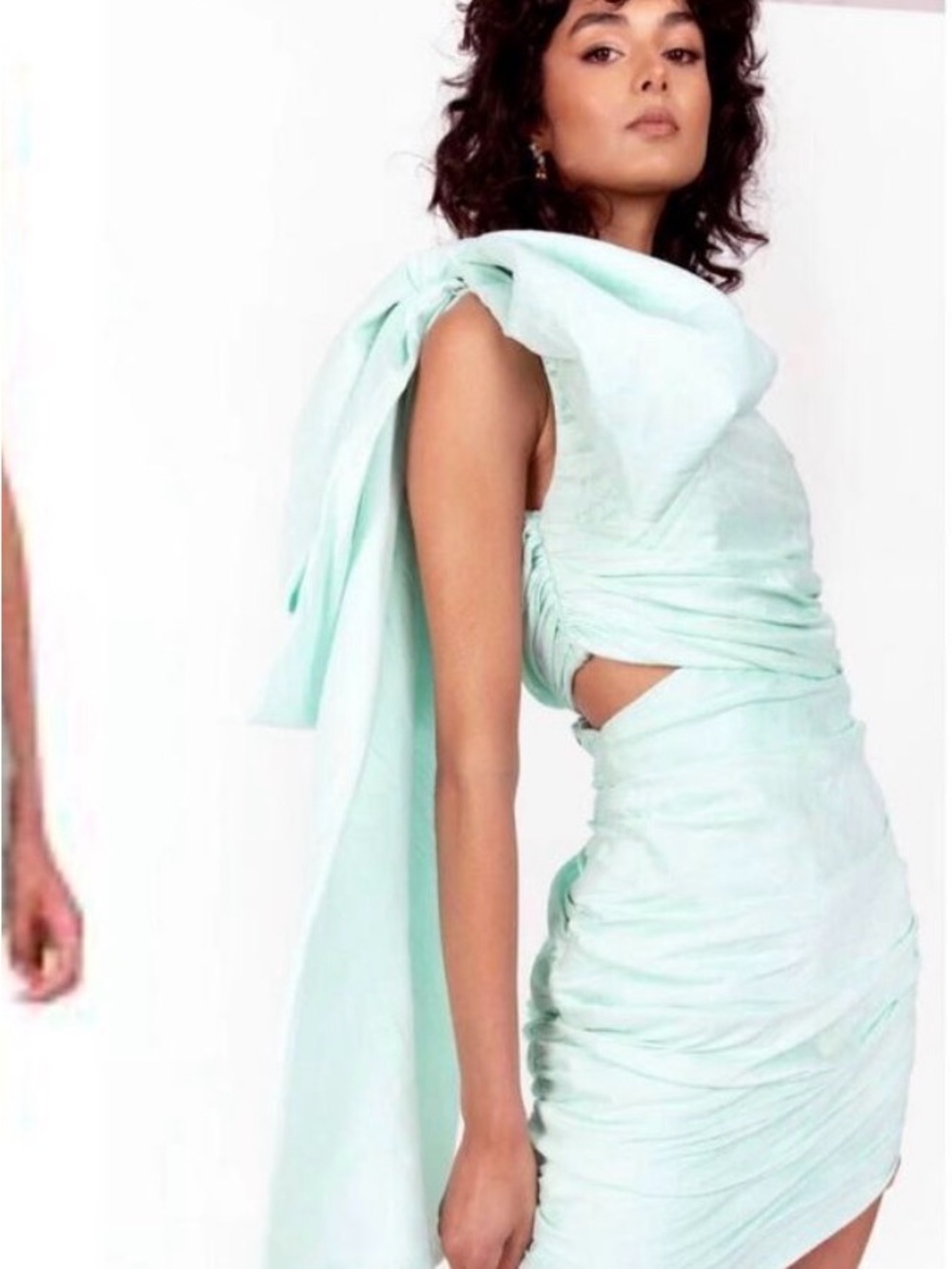 Helen O’Connor Mint Draped Cutout Women’s Dress